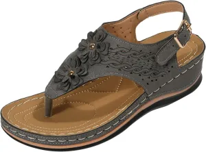 Orthopedic Sandals with Flowers for Women Dressy Summer Orthopedic Wedge Sandals for Women Womans Sandals with Arch Support Orthopedic Womens Sandals with Arch Support Black Casual Summer Shoes