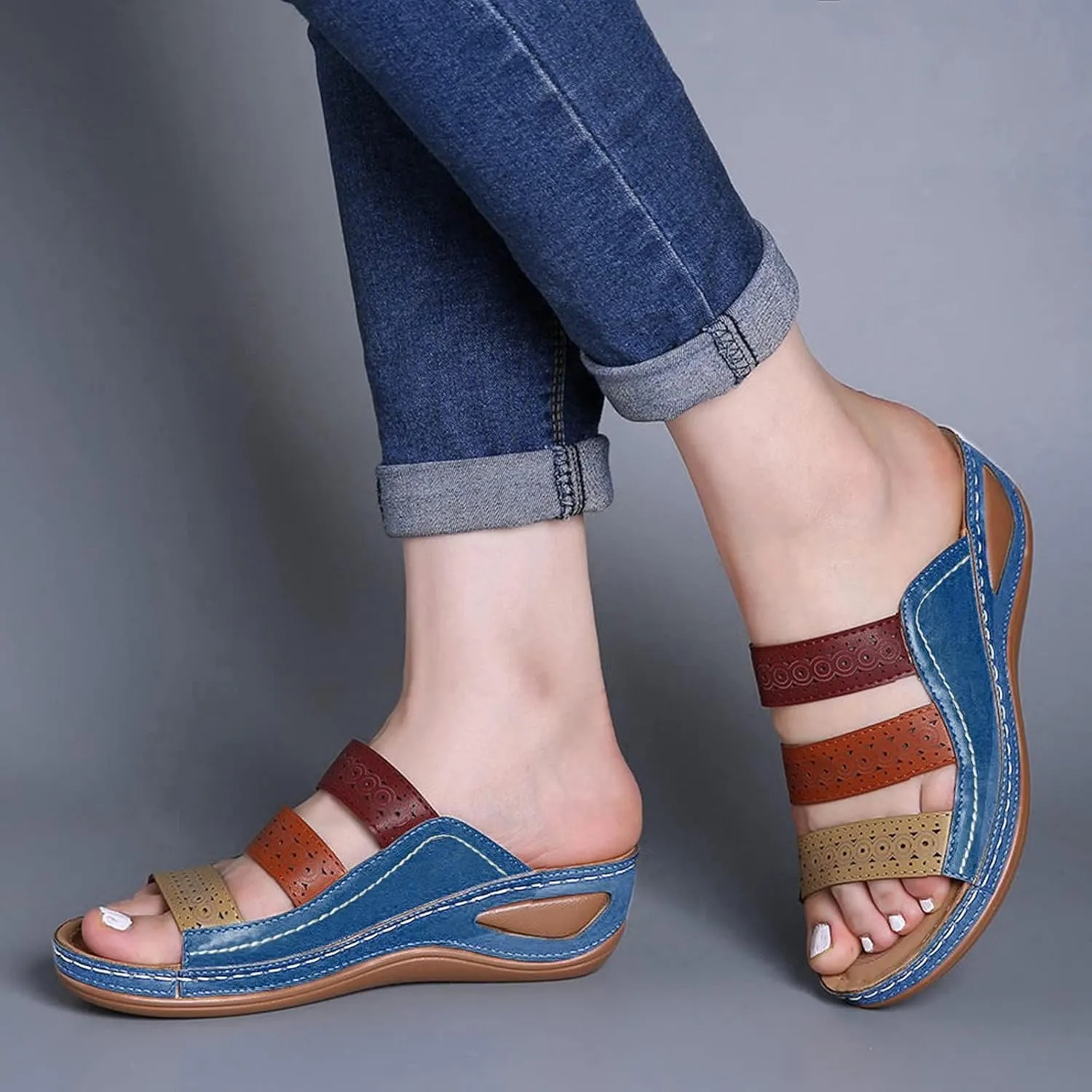 Orthopedic Slippers Women Orthotic Sandals with Heels Orthopedic Womens Extra Wide Sandals Orthotic Sandals for Women 2025 Comfortable Arch Support Orthopedic Womens Sandals Wide Width Casual