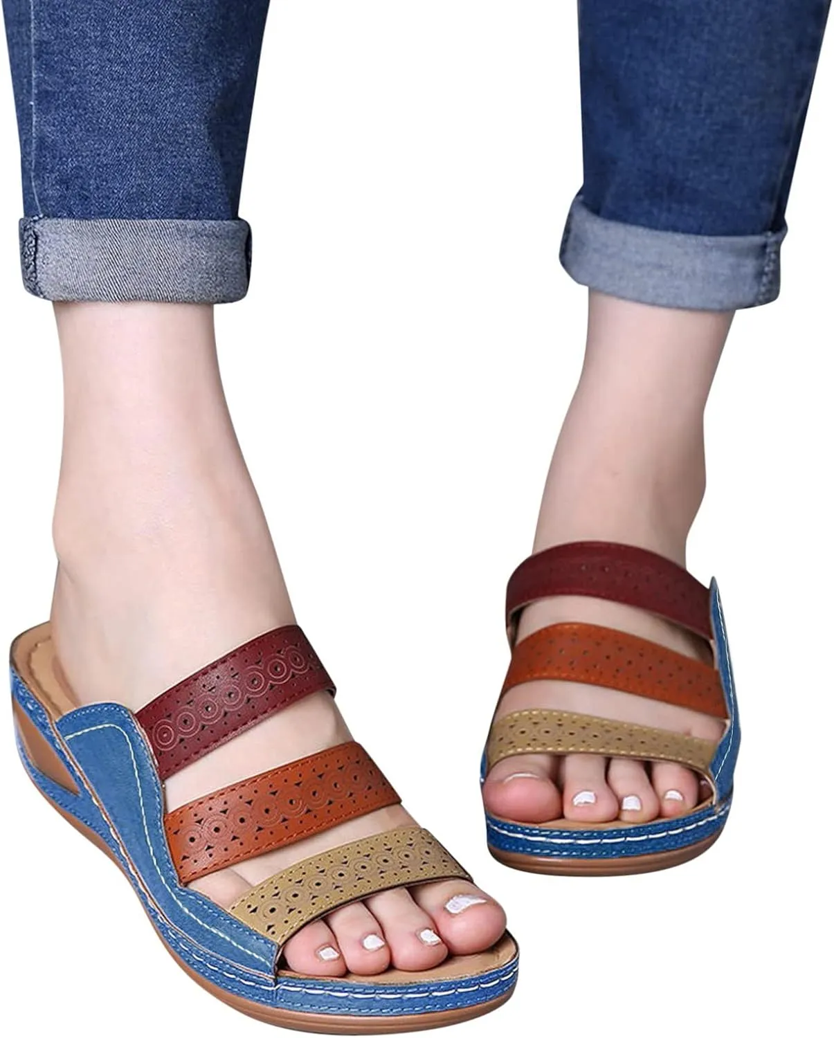 Orthopedic Slippers Women Orthotic Sandals with Heels Orthopedic Womens Extra Wide Sandals Orthotic Sandals for Women 2025 Comfortable Arch Support Orthopedic Womens Sandals Wide Width Casual