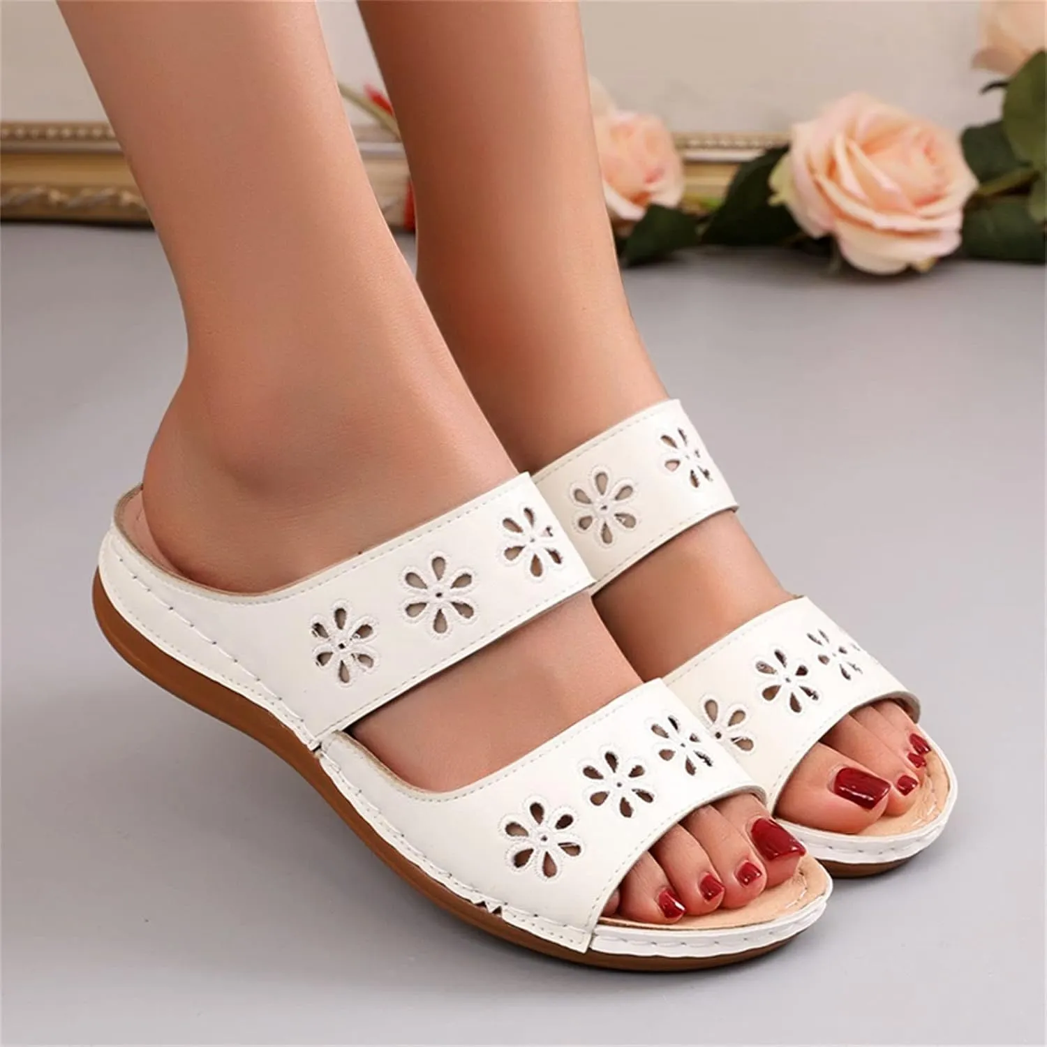 Orthotic Dress Sandals for Women Orthopedic Womens Slippers Plantar Fasciitis Flip Flops Arch Support Womens Orthotic Flat Sandals for Women Comfortable Orthopedic Womens Sandals Wide Fit