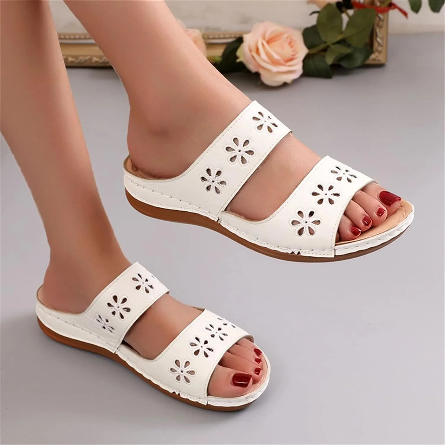 Orthotic Dress Sandals for Women Orthopedic Womens Slippers Plantar Fasciitis Flip Flops Arch Support Womens Orthotic Flat Sandals for Women Comfortable Orthopedic Womens Sandals Wide Fit