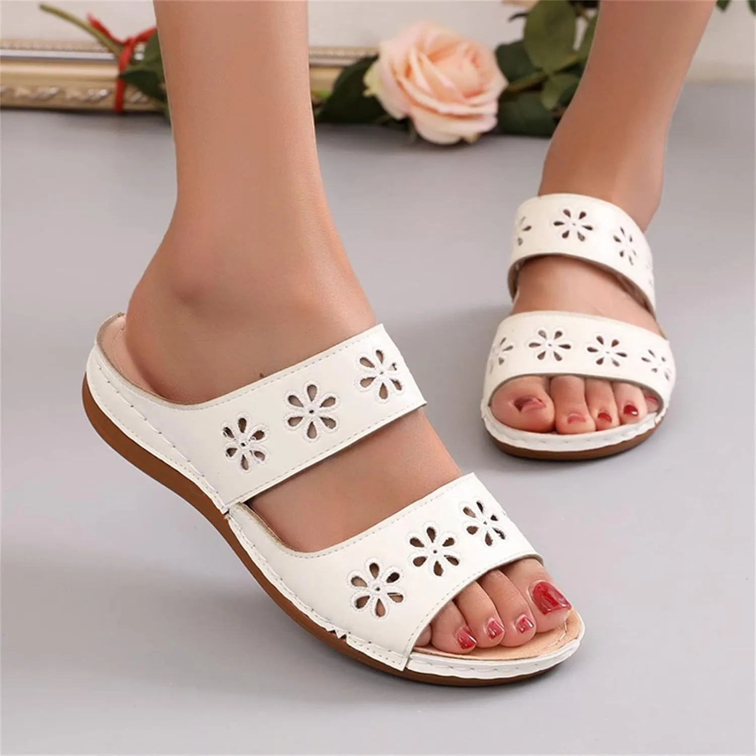 Orthotic Dress Sandals for Women Orthopedic Womens Slippers Plantar Fasciitis Flip Flops Arch Support Womens Orthotic Flat Sandals for Women Comfortable Orthopedic Womens Sandals Wide Fit