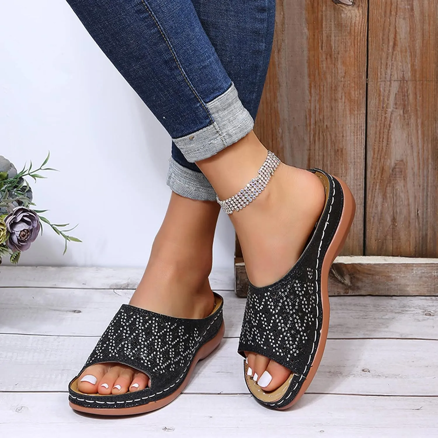 Orthotic Slippers with Back Orthotic Womens Strappy Sandals Orthopedic Sandalias OrtopDicas De Mujer Orthopedic Extra Wide Sandals for Women Wide Width Comfortable Sandals for Women Dressy