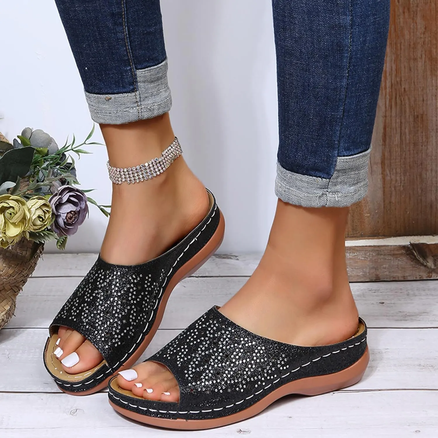 Orthotic Slippers with Back Orthotic Womens Strappy Sandals Orthopedic Sandalias OrtopDicas De Mujer Orthopedic Extra Wide Sandals for Women Wide Width Comfortable Sandals for Women Dressy