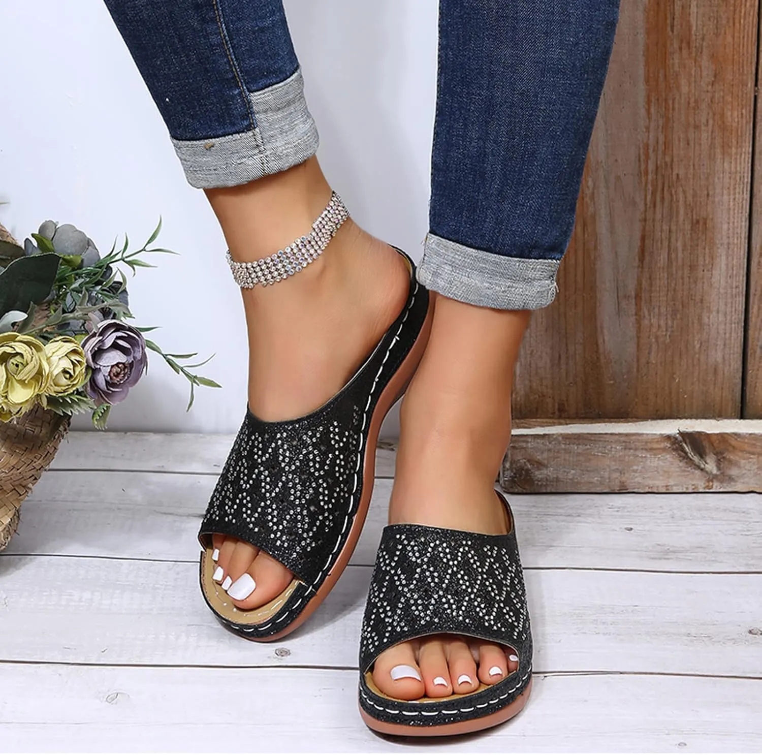 Orthotic Slippers with Back Orthotic Womens Strappy Sandals Orthopedic Sandalias OrtopDicas De Mujer Orthopedic Extra Wide Sandals for Women Wide Width Comfortable Sandals for Women Dressy
