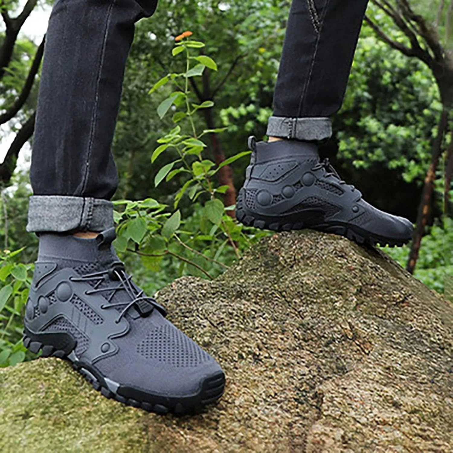 Outdoor Hiking Shoes Men Non Slip Hiking Work Clothes Sports Shoes Swimming Wading Off Road and River Sneaker for Men Men's F
