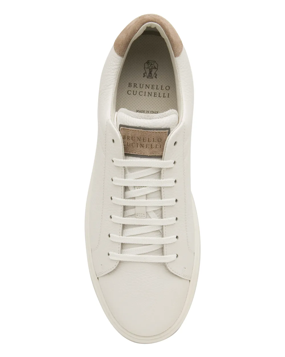 Pebbled Leather Sneaker in Dark Grey and White