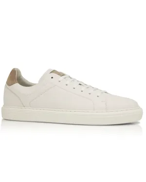 Pebbled Leather Sneaker in Dark Grey and White