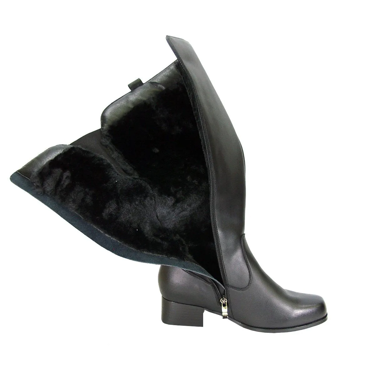 PEERAGE Carolyn Women's Wide Width Leather Boots with Zipper