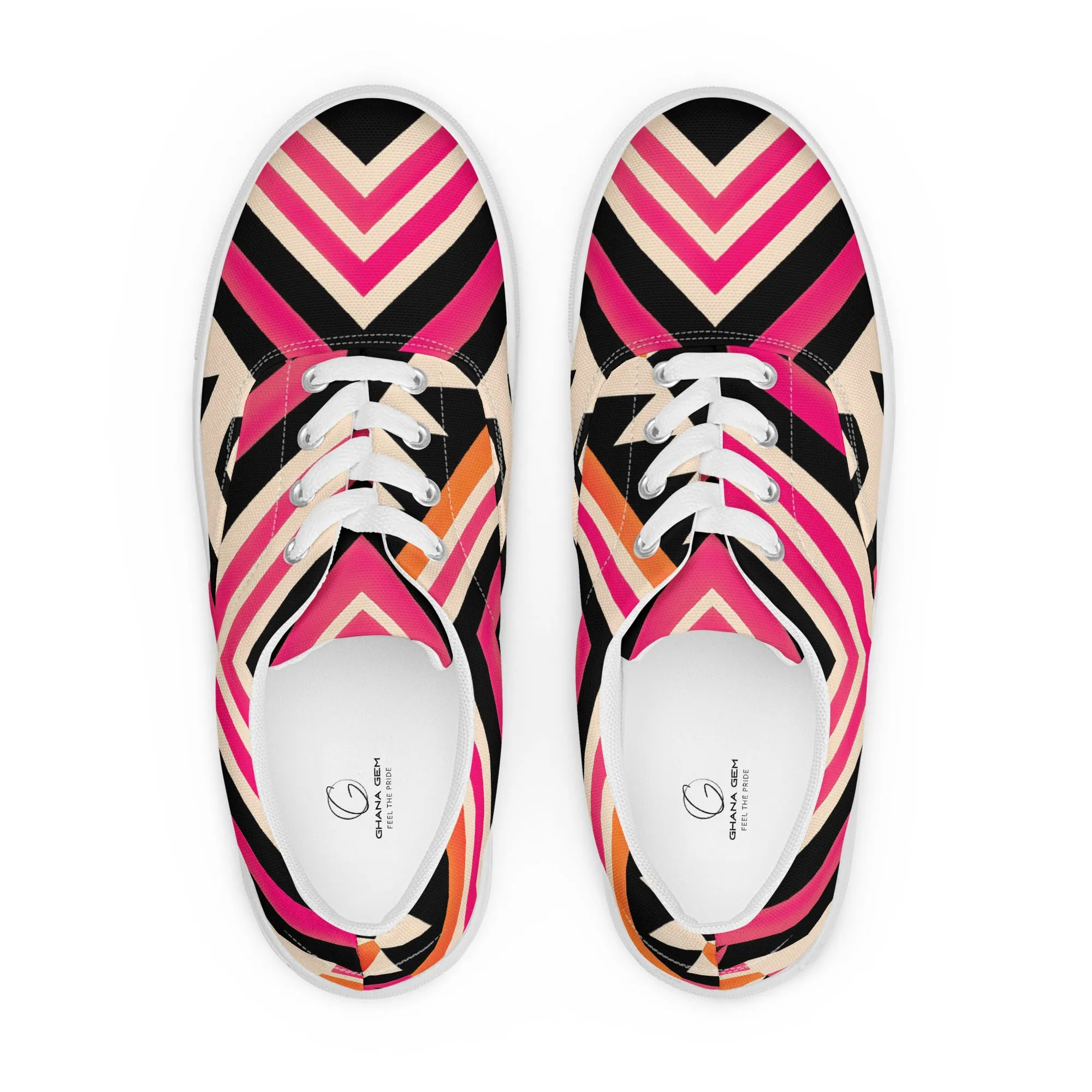 Pink Kente Men’s lace-up canvas shoes