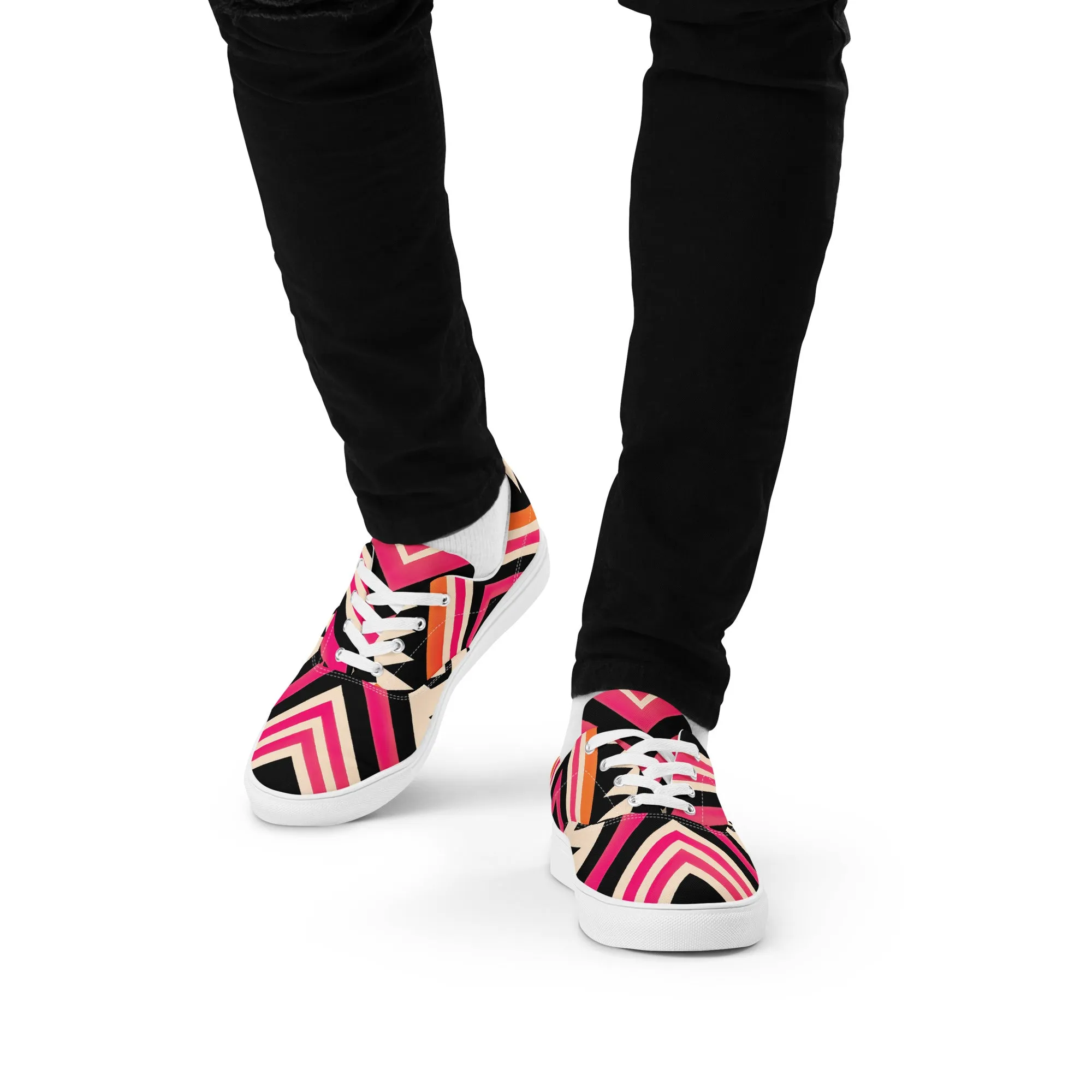 Pink Kente Men’s lace-up canvas shoes