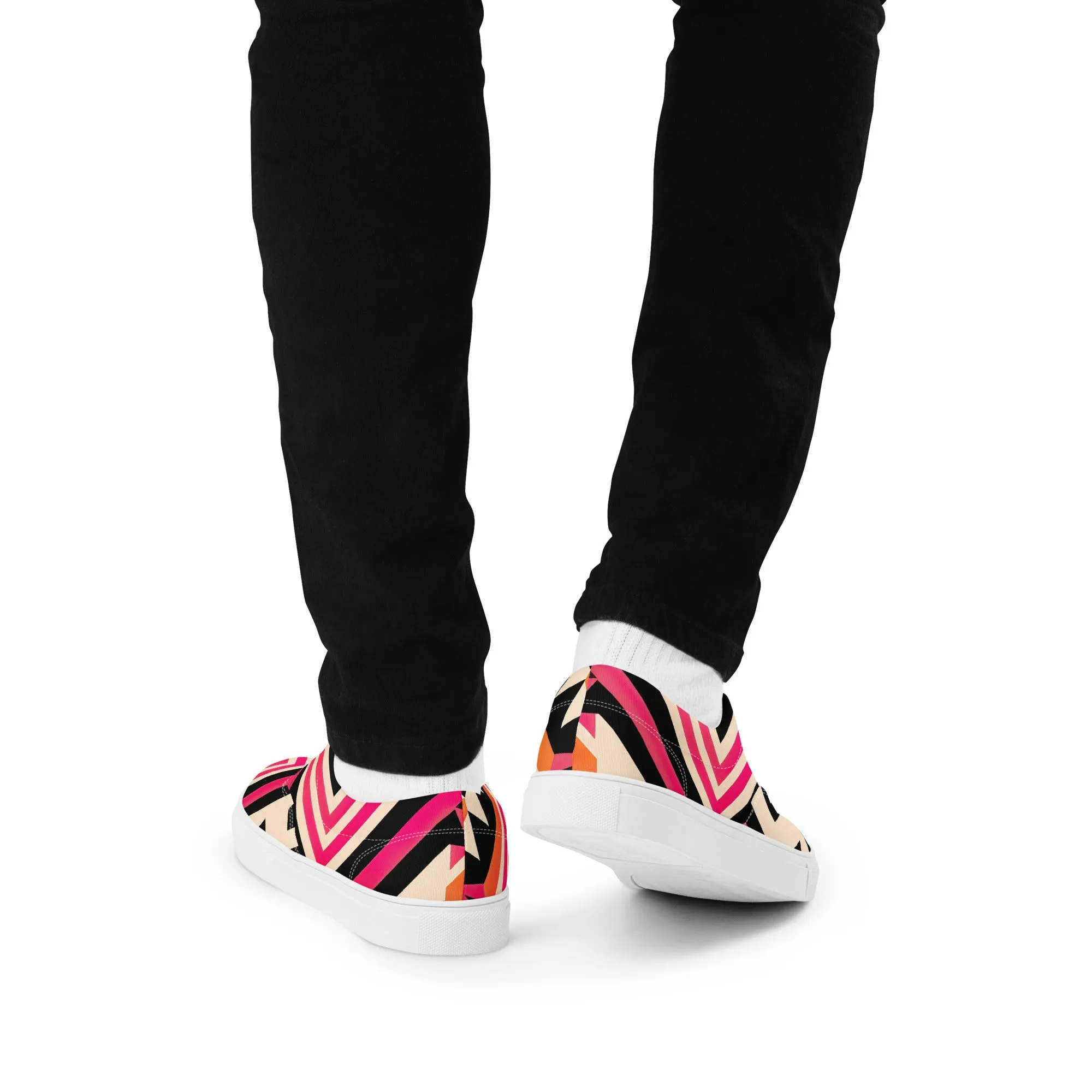 Pink Kente Men’s lace-up canvas shoes