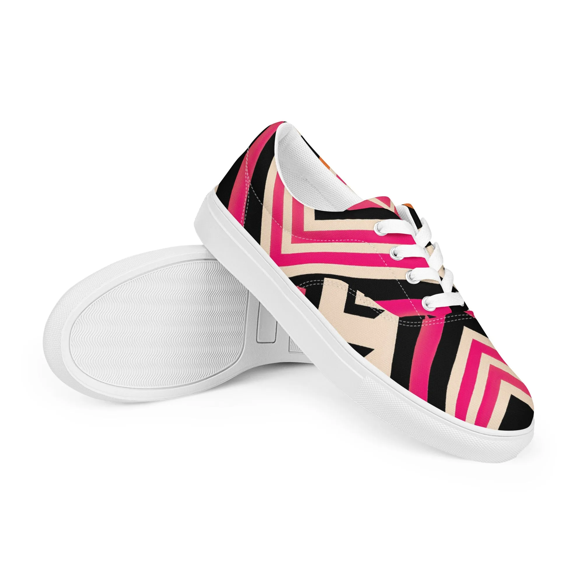Pink Kente Men’s lace-up canvas shoes