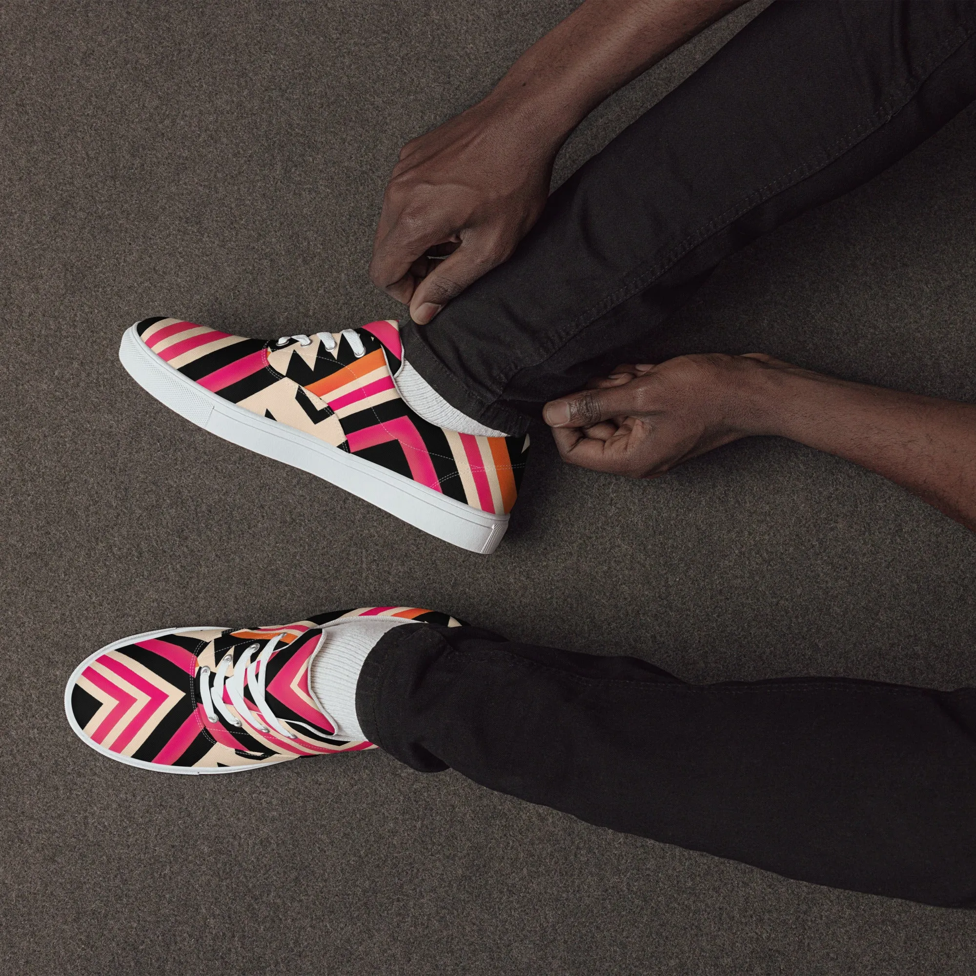 Pink Kente Men’s lace-up canvas shoes