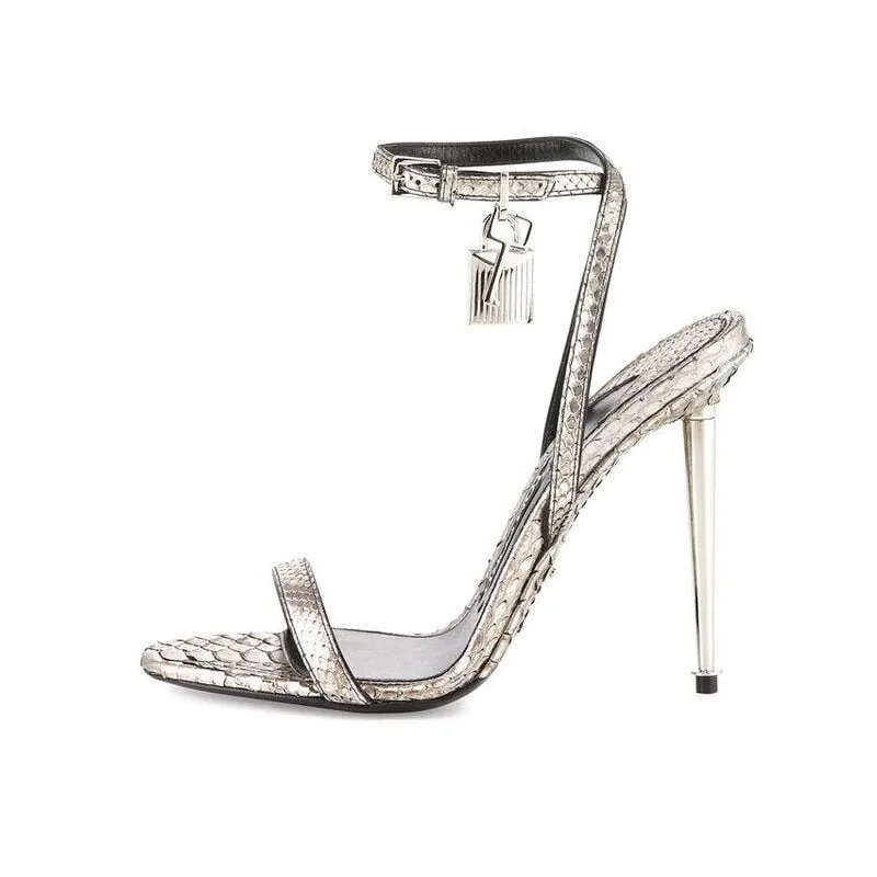 Pointed Toe Lock Heart High Heeled Sandals