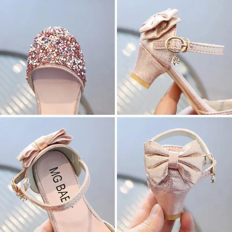 Princess Girls Crystal High Heels Shoes