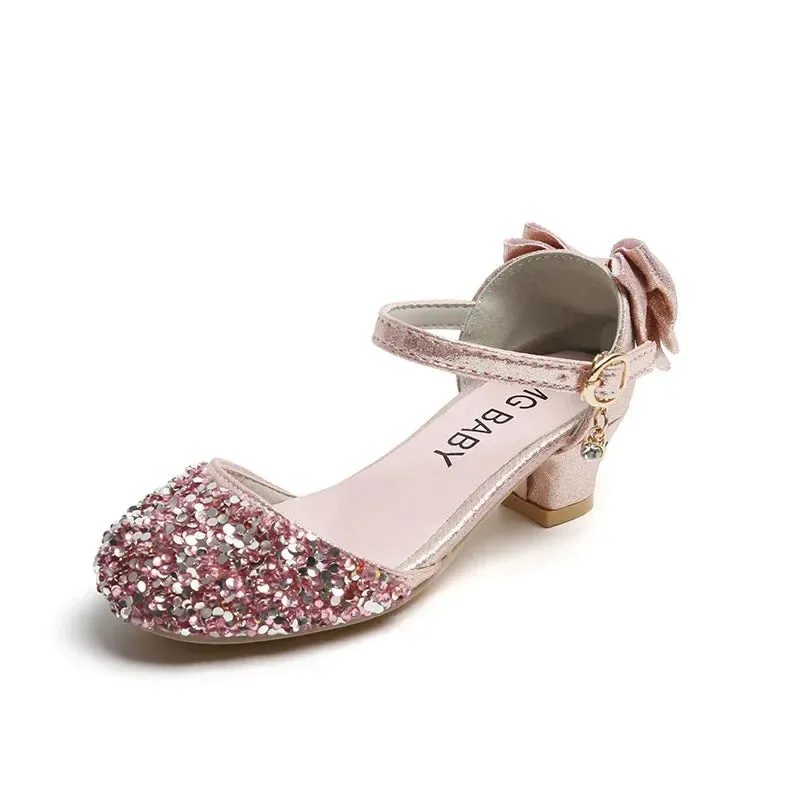 Princess Girls Crystal High Heels Shoes