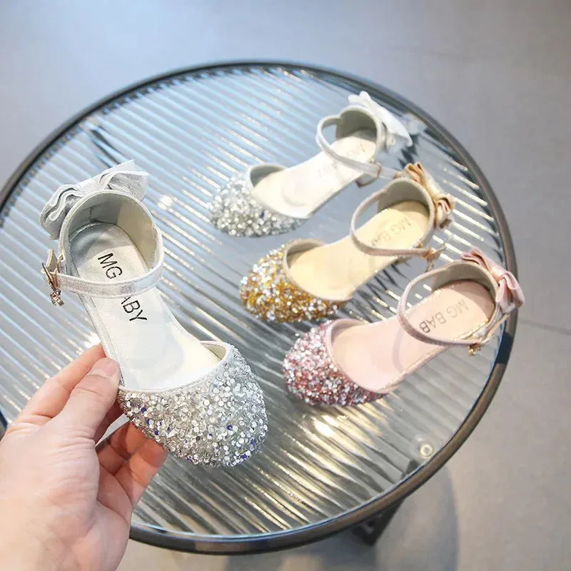 Princess Girls Crystal High Heels Shoes