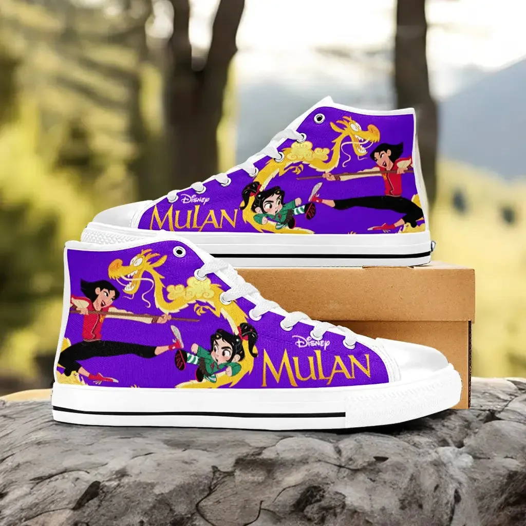 Princess Mulan vs  Princess Vanellope Shoes High Top Sneakers for Kids and Adults
