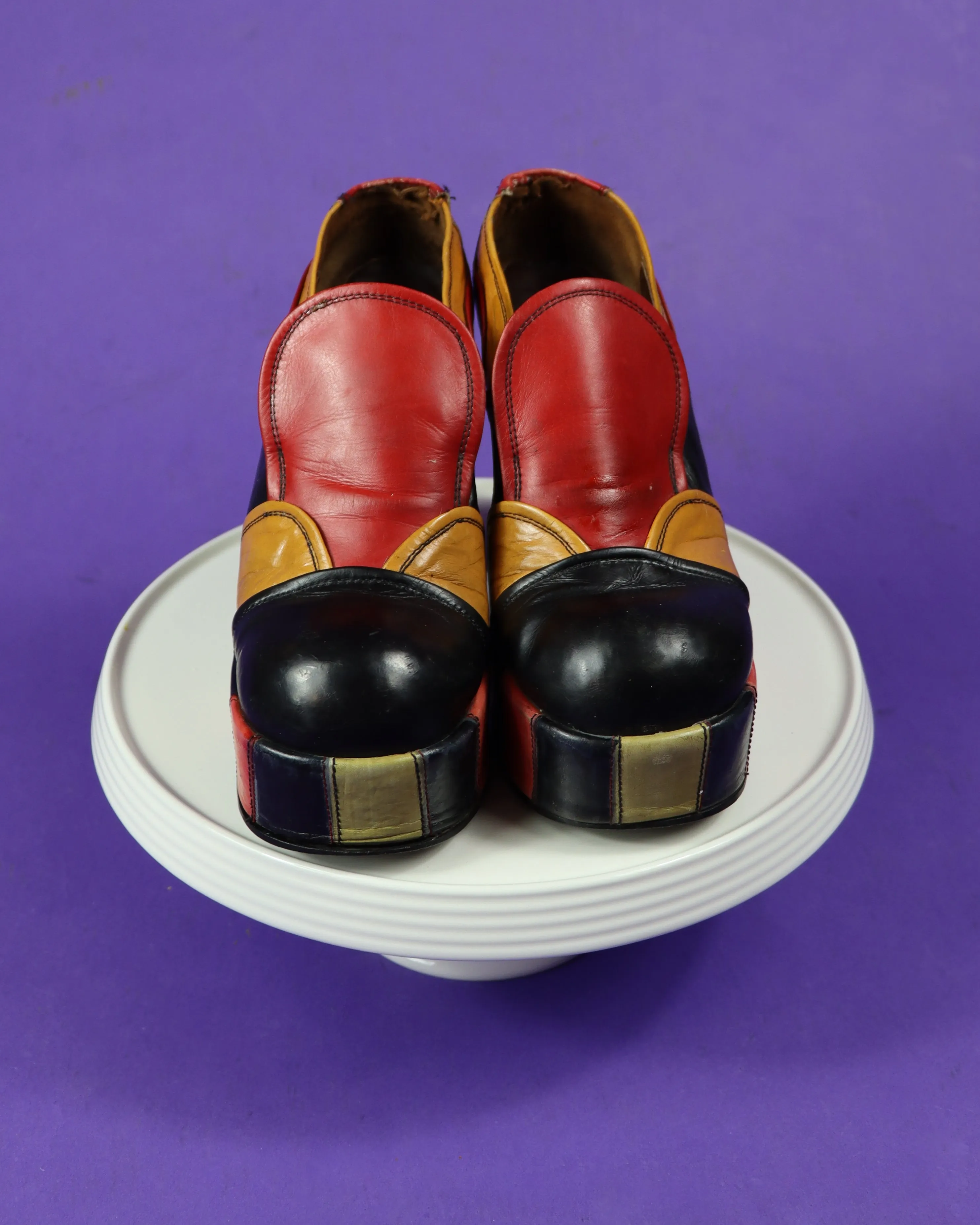 RESERVED Vintage 1970s Patchwork Platform Shoes Pink UK 4