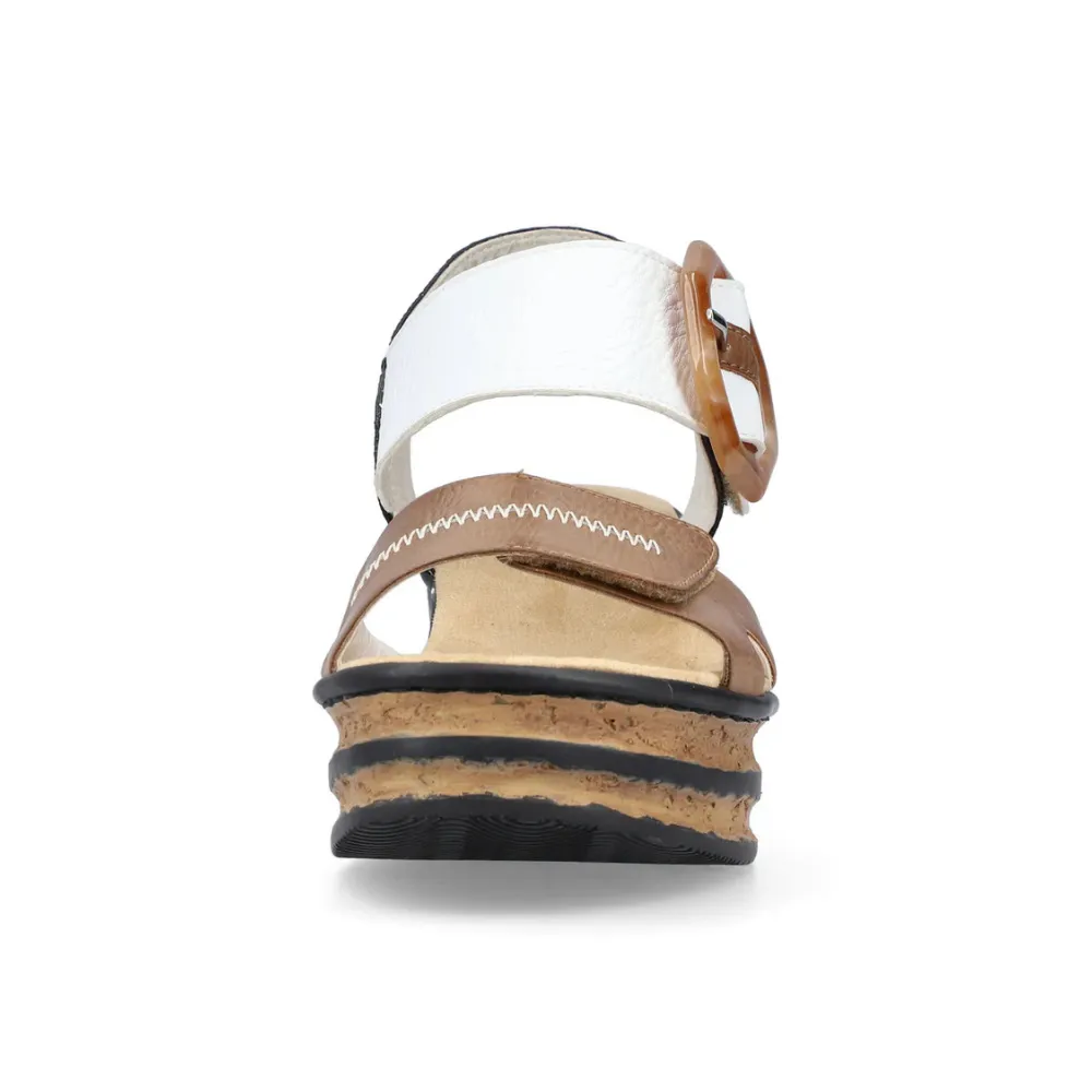 Rieker Rose 76 Linen/White Leather Sandal (Women's)