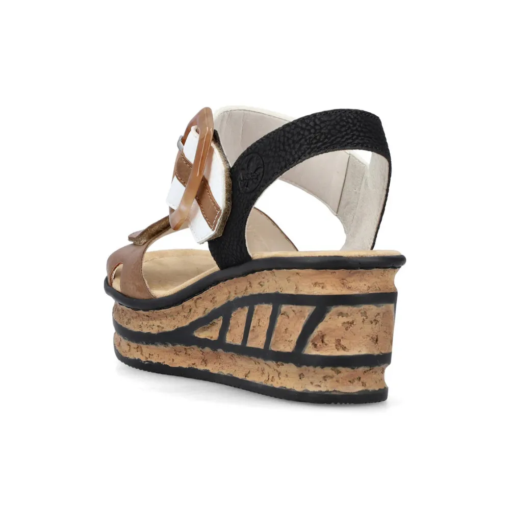 Rieker Rose 76 Linen/White Leather Sandal (Women's)
