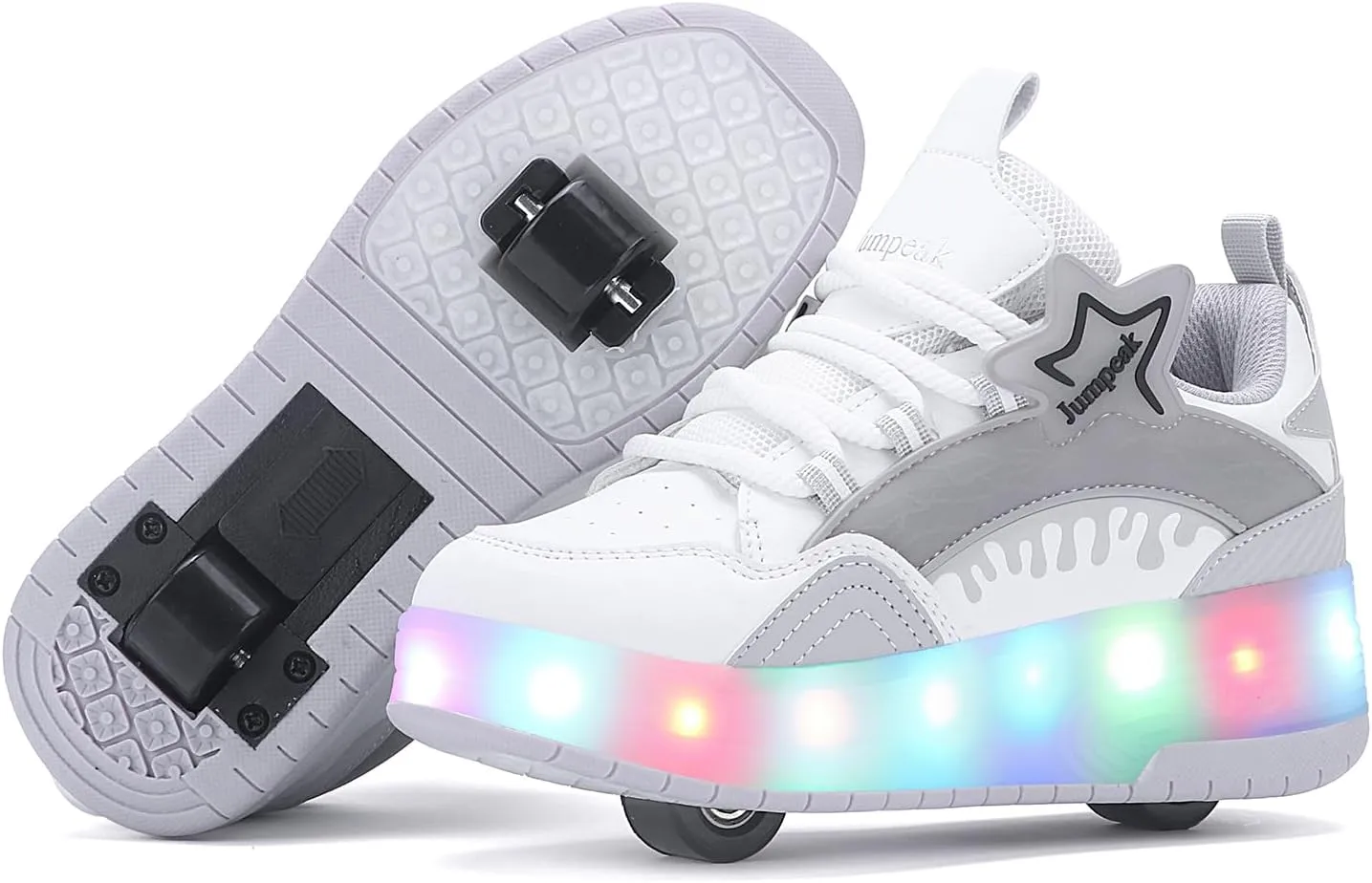Roller Shoes with 16 LED Combinations for Girls Boys Roller Sneakers with 2-Wheels USB Rechargeable for Christmas Birthday Children Party Show Gift