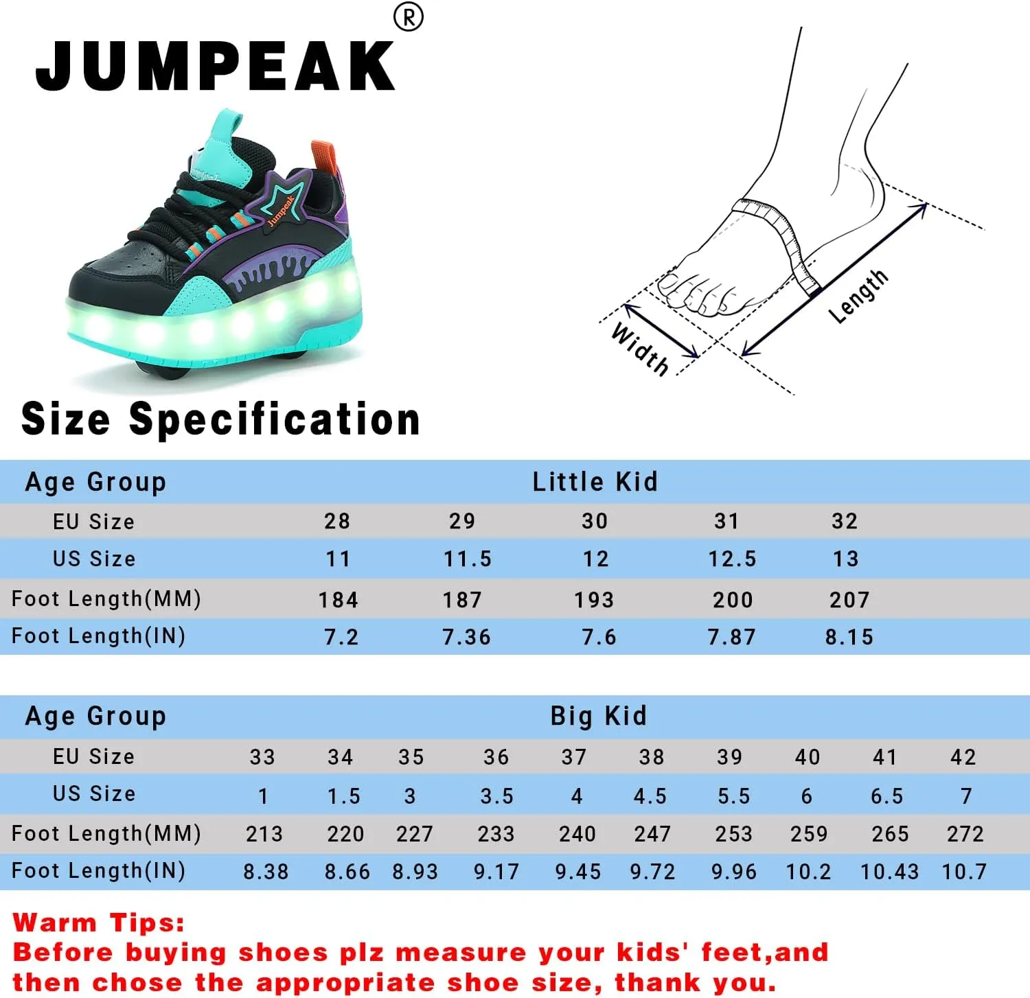 Roller Shoes with 16 LED Combinations for Girls Boys Roller Sneakers with 2-Wheels USB Rechargeable for Christmas Birthday Children Party Show Gift