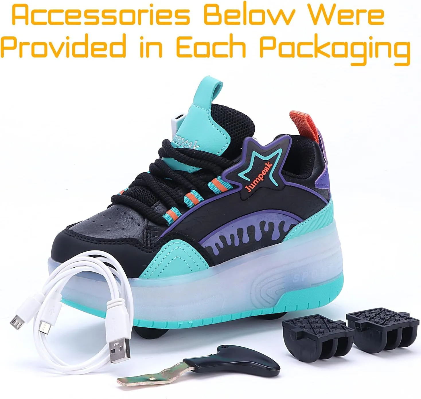 Roller Shoes with 16 LED Combinations for Girls Boys Roller Sneakers with 2-Wheels USB Rechargeable for Christmas Birthday Children Party Show Gift