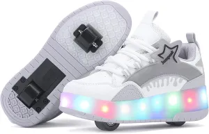 Roller Shoes with 16 LED Combinations for Girls Boys Roller Sneakers with 2-Wheels USB Rechargeable for Christmas Birthday Children Party Show Gift