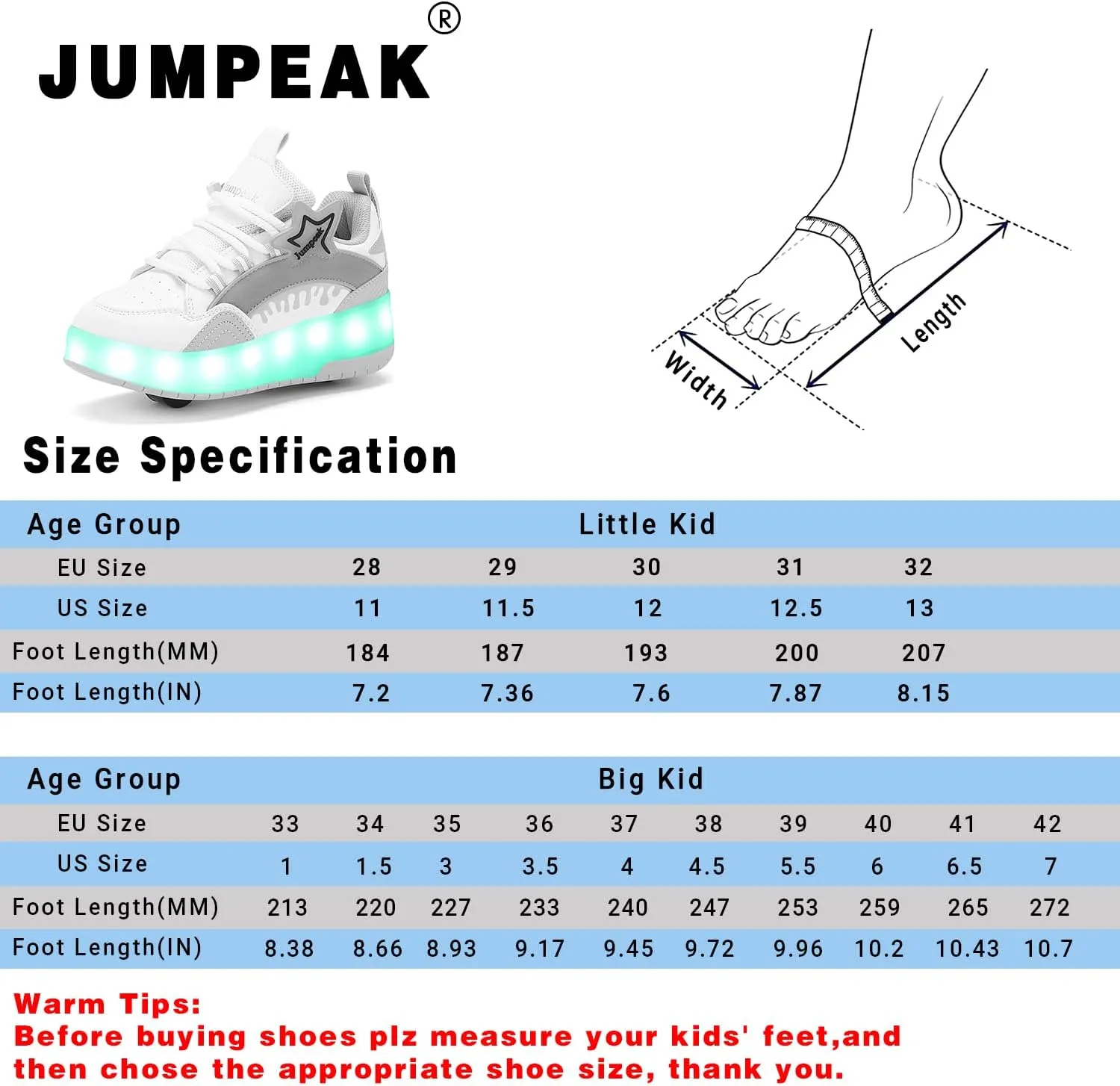 Roller Shoes with 16 LED Combinations for Girls Boys Roller Sneakers with 2-Wheels USB Rechargeable for Christmas Birthday Children Party Show Gift
