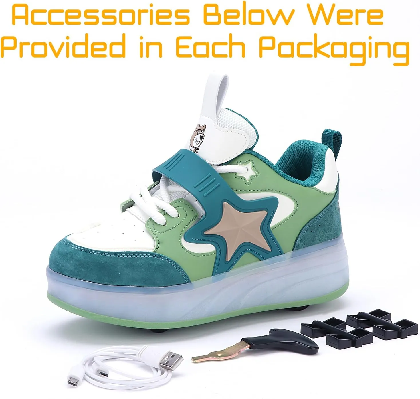 Roller Shoes with 16 LED Combinations for Girls Boys Roller Sneakers with 4-Wheels USB Rechargeable for Christmas Birthday Children Party Show Gift