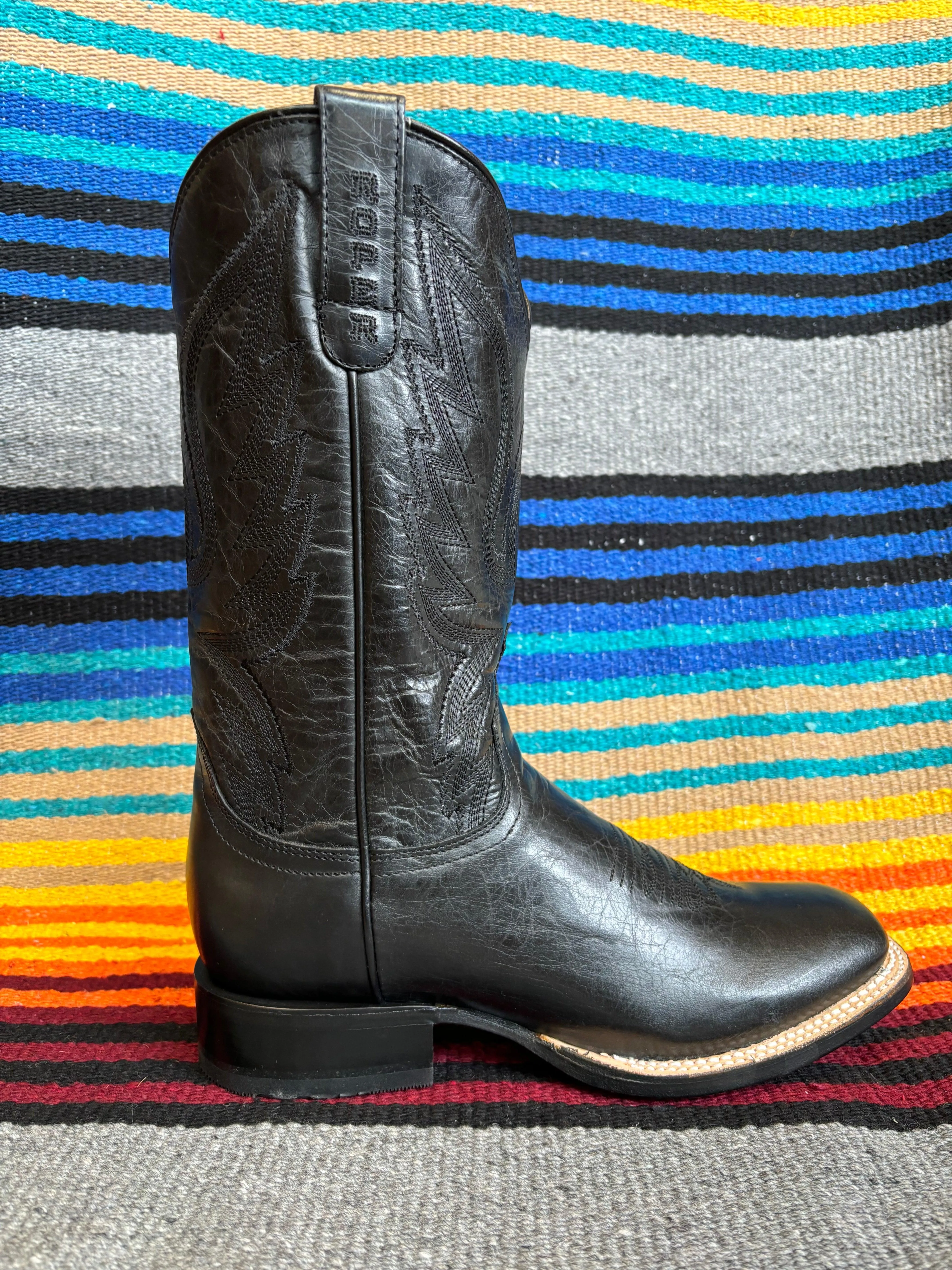 Roper Women's Midnight Black Square Toe Cowgirl Boots 7016-8633