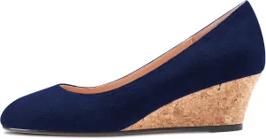Saekcted Women Chunky Block Wedge Heel Close Square Toe Slip-on Pumps Classic Cute Dress Party 2.0 Inches Heels Shoes