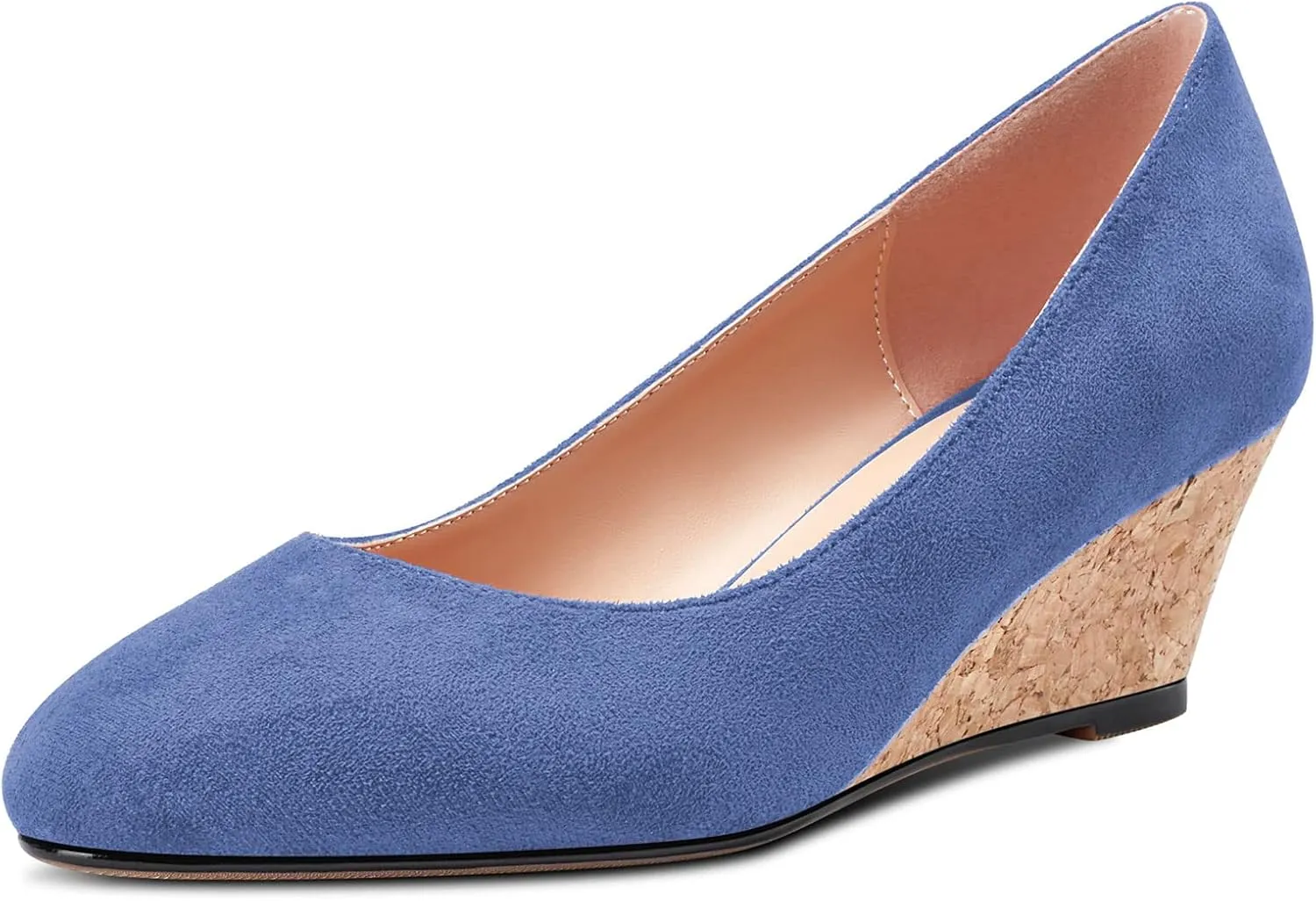Saekcted Women Chunky Block Wedge Heel Close Square Toe Slip-on Pumps Classic Cute Dress Party 2.0 Inches Heels Shoes
