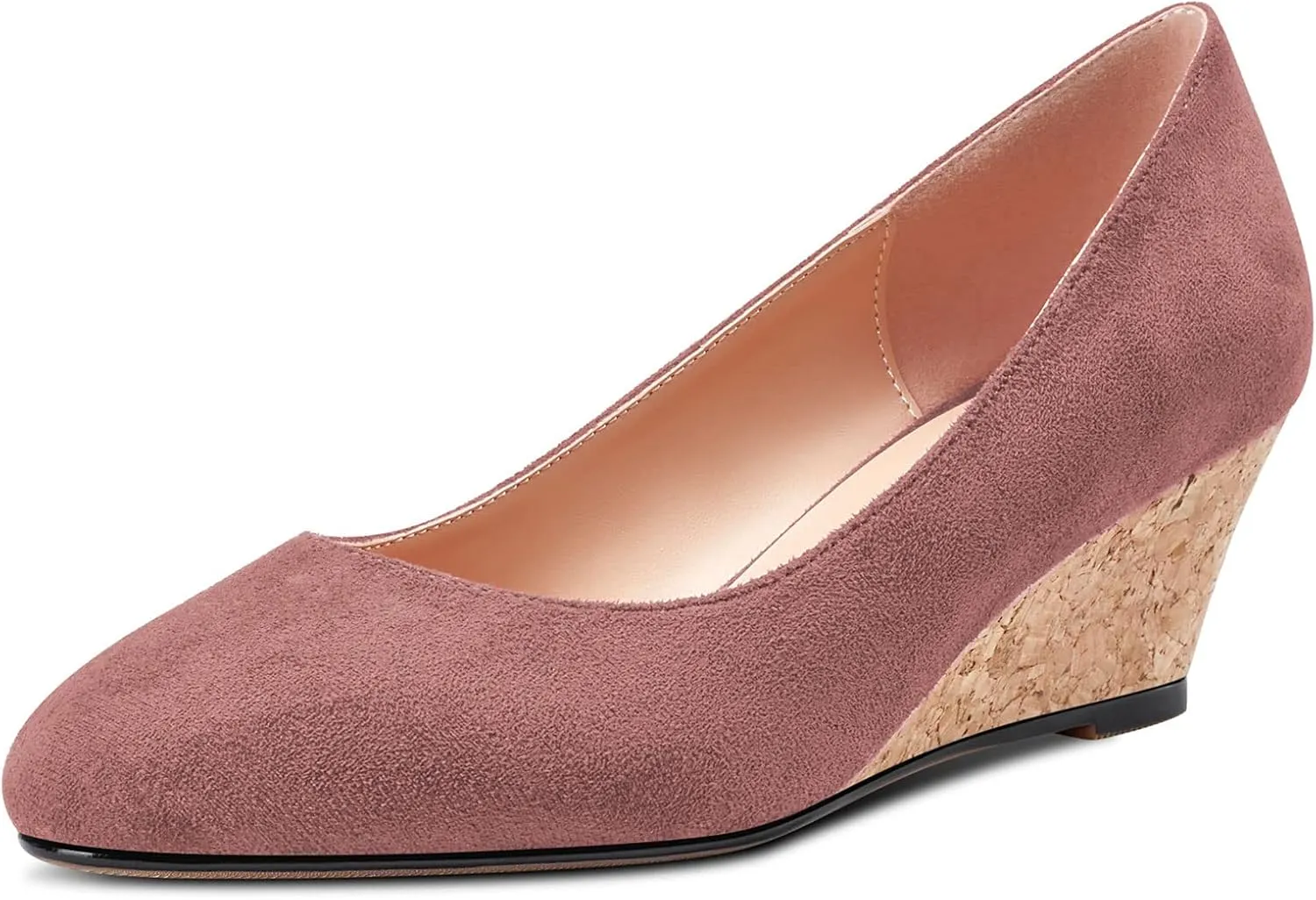 Saekcted Women Chunky Block Wedge Heel Close Square Toe Slip-on Pumps Classic Cute Dress Party 2.0 Inches Heels Shoes