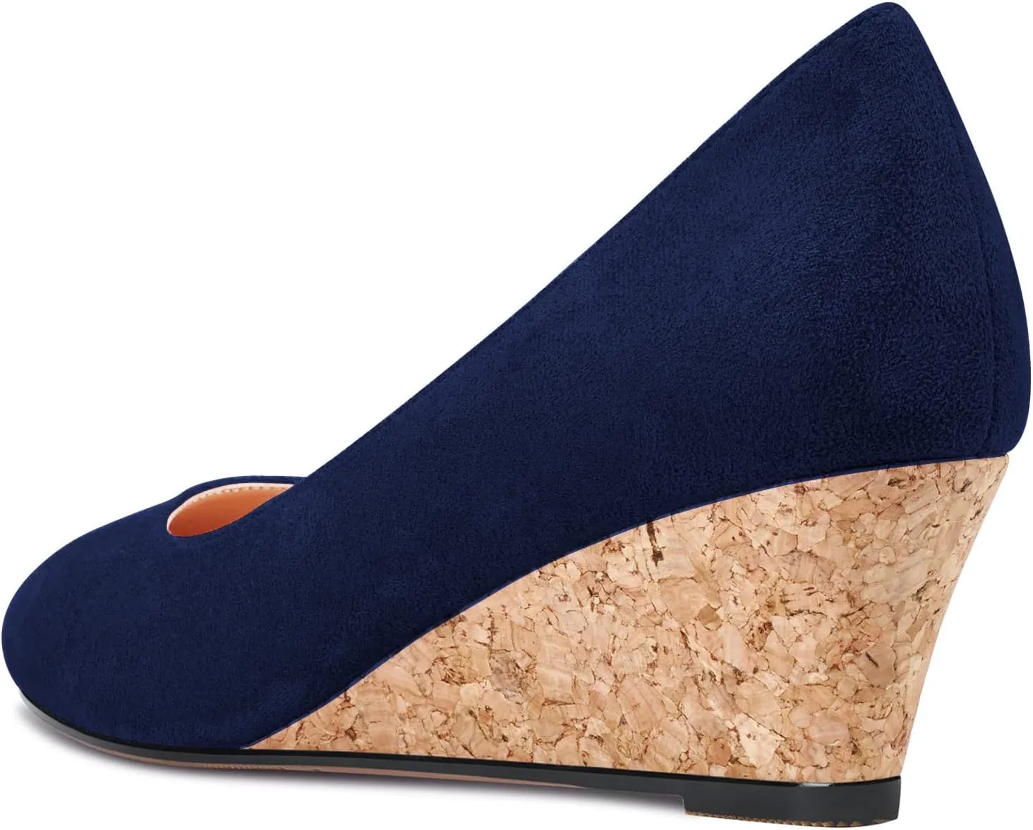 Saekcted Women Chunky Block Wedge Heel Close Square Toe Slip-on Pumps Classic Cute Dress Party 2.0 Inches Heels Shoes