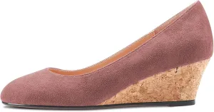 Saekcted Women Chunky Block Wedge Heel Close Square Toe Slip-on Pumps Classic Cute Dress Party 2.0 Inches Heels Shoes