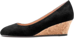 Saekcted Women Chunky Block Wedge Heel Close Square Toe Slip-on Pumps Classic Cute Dress Party 2.0 Inches Heels Shoes