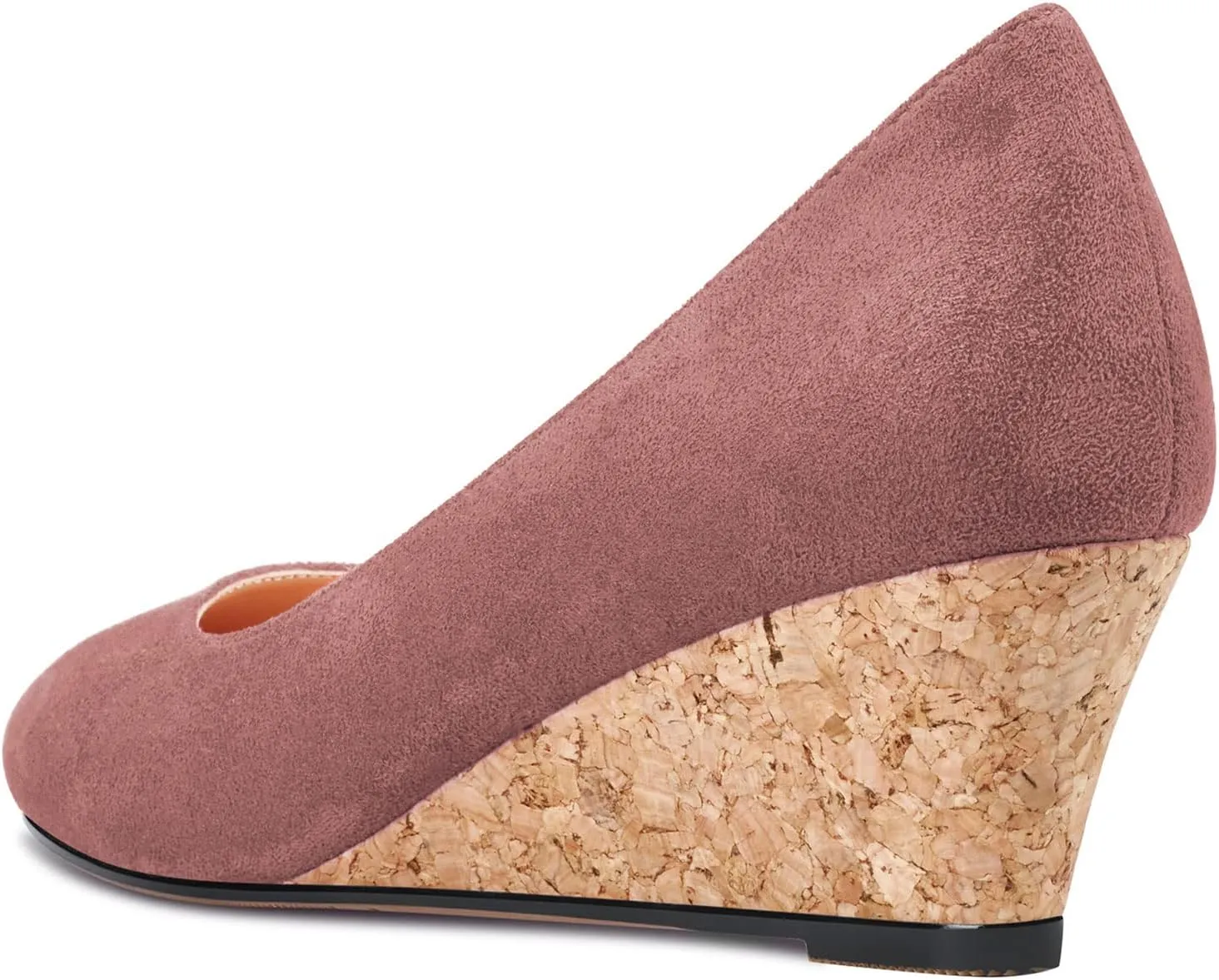 Saekcted Women Chunky Block Wedge Heel Close Square Toe Slip-on Pumps Classic Cute Dress Party 2.0 Inches Heels Shoes