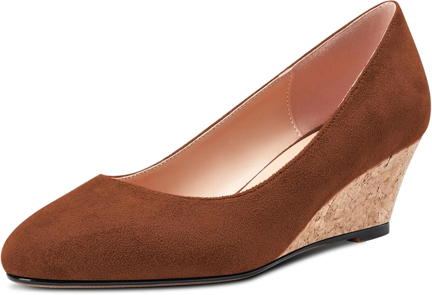 Saekcted Women Chunky Block Wedge Heel Close Square Toe Slip-on Pumps Classic Cute Dress Party 2.0 Inches Heels Shoes