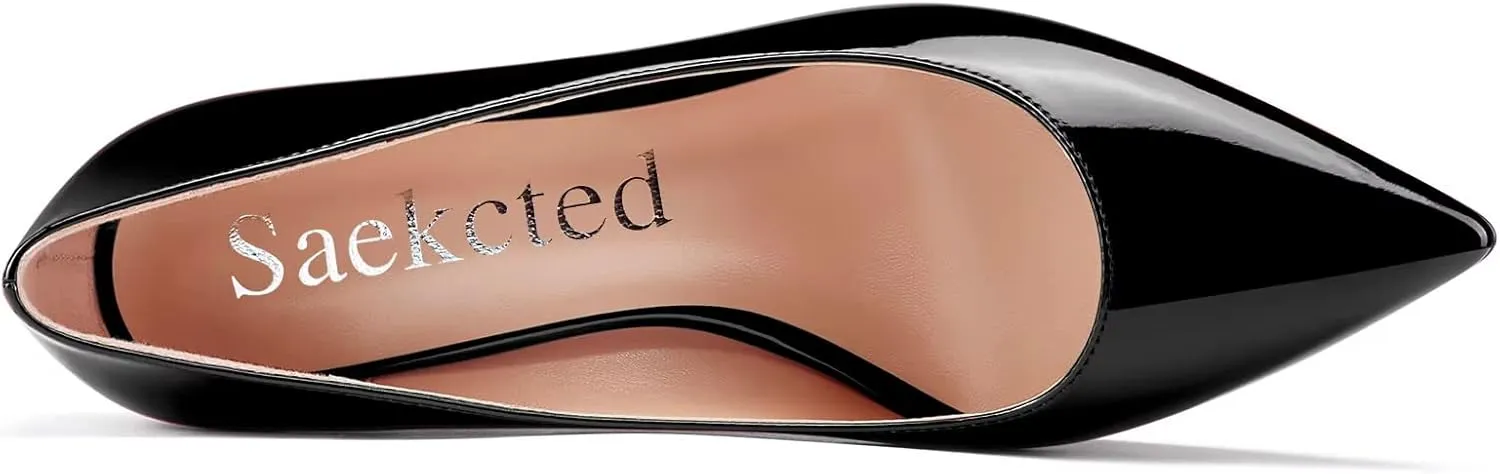 Saekcted Women High Stiletto Platform Heel Pointed Toe Pumps Slip-on Wedding Office 3.9 Inches Heels Shoes