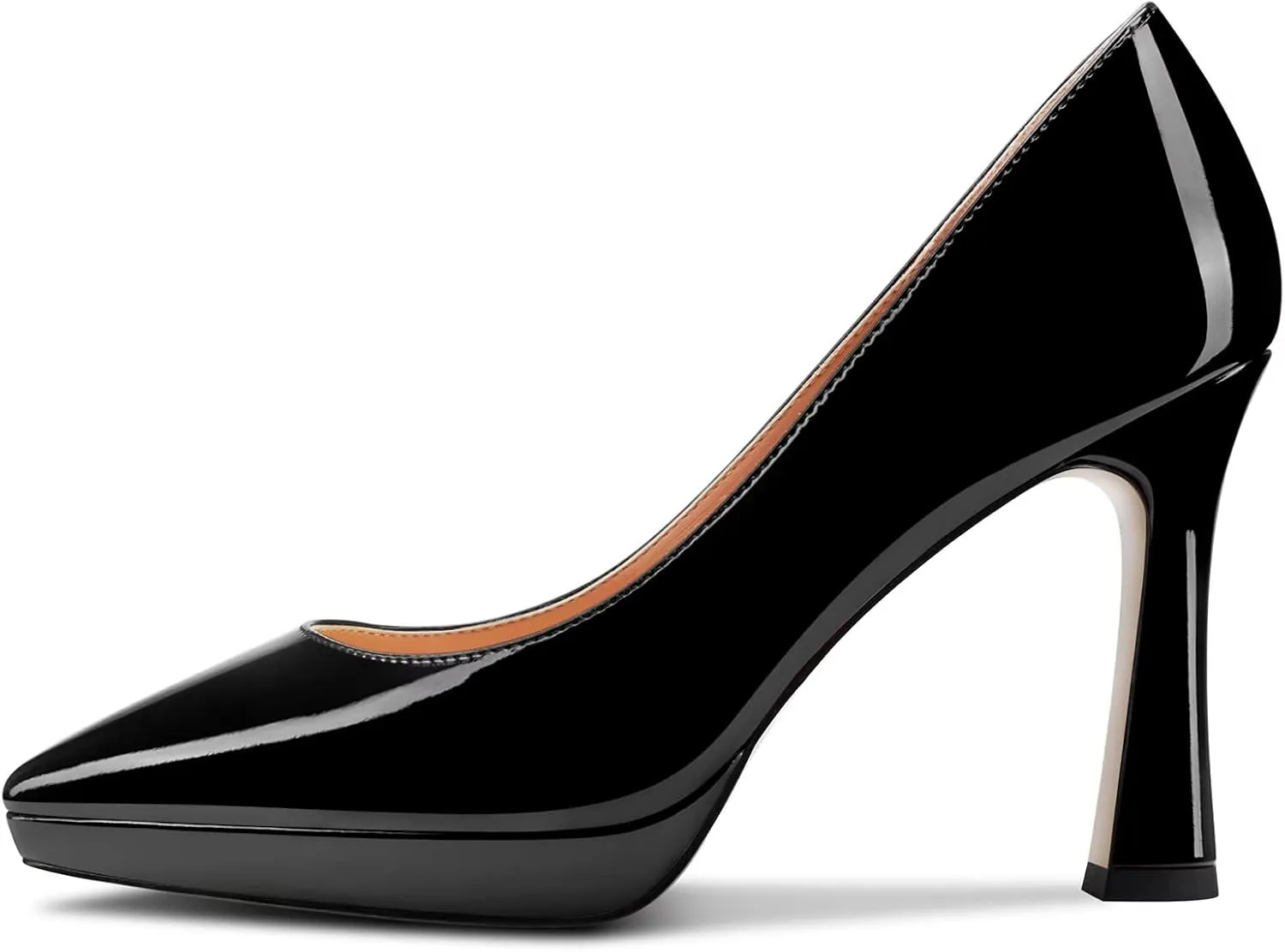 Saekcted Women High Stiletto Platform Heel Pointed Toe Pumps Slip-on Wedding Office 3.9 Inches Heels Shoes