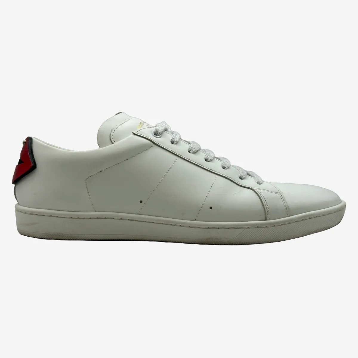 Saint Laurent men's white leather lips sneakers