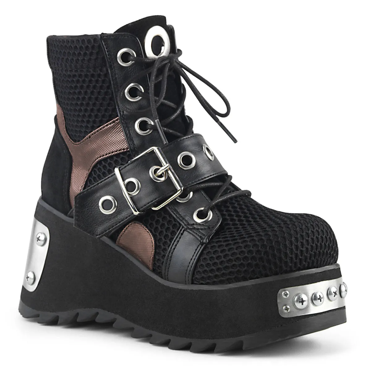 SCENE-53 DemoniaCult Black Vegan Leather Sexy Women's Ankle Boots (Alternative Footwear)