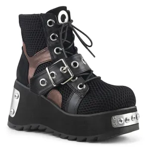 SCENE-53 DemoniaCult Black Vegan Leather Sexy Women's Ankle Boots (Alternative Footwear)