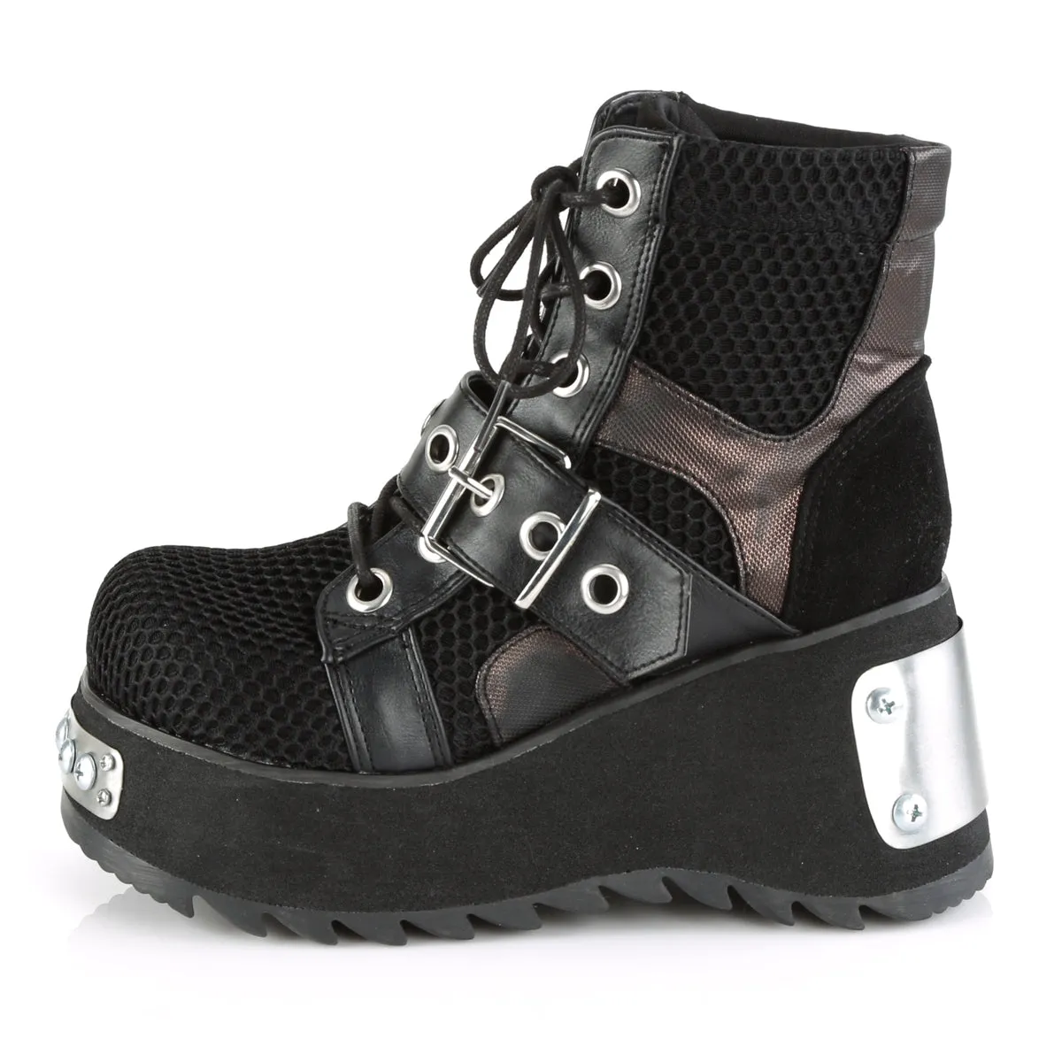 SCENE-53 DemoniaCult Black Vegan Leather Sexy Women's Ankle Boots (Alternative Footwear)