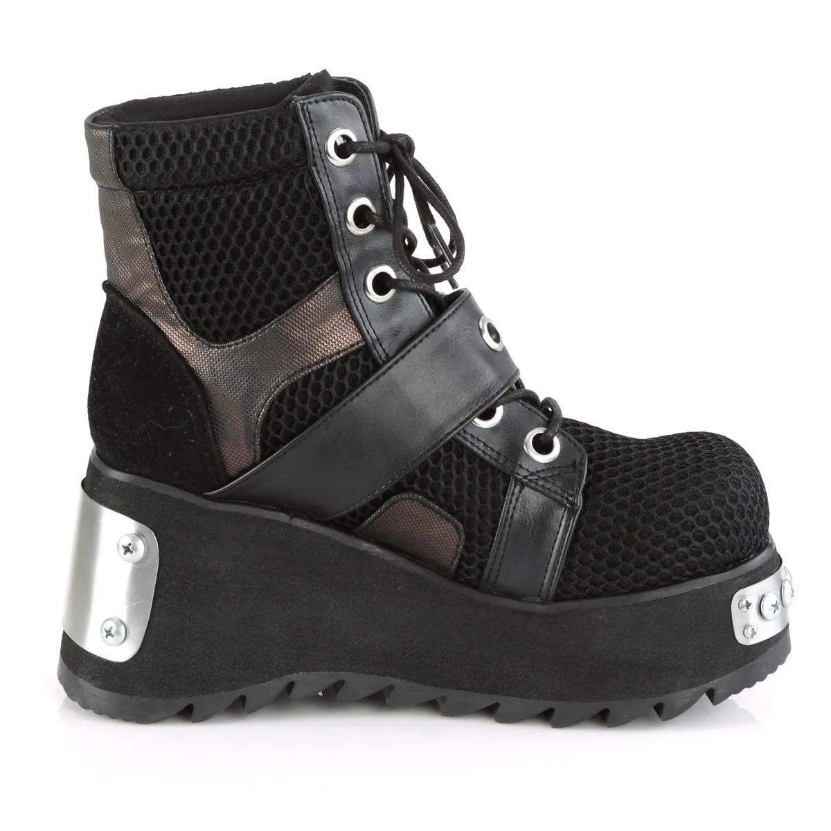 SCENE-53 DemoniaCult Black Vegan Leather Sexy Women's Ankle Boots (Alternative Footwear)
