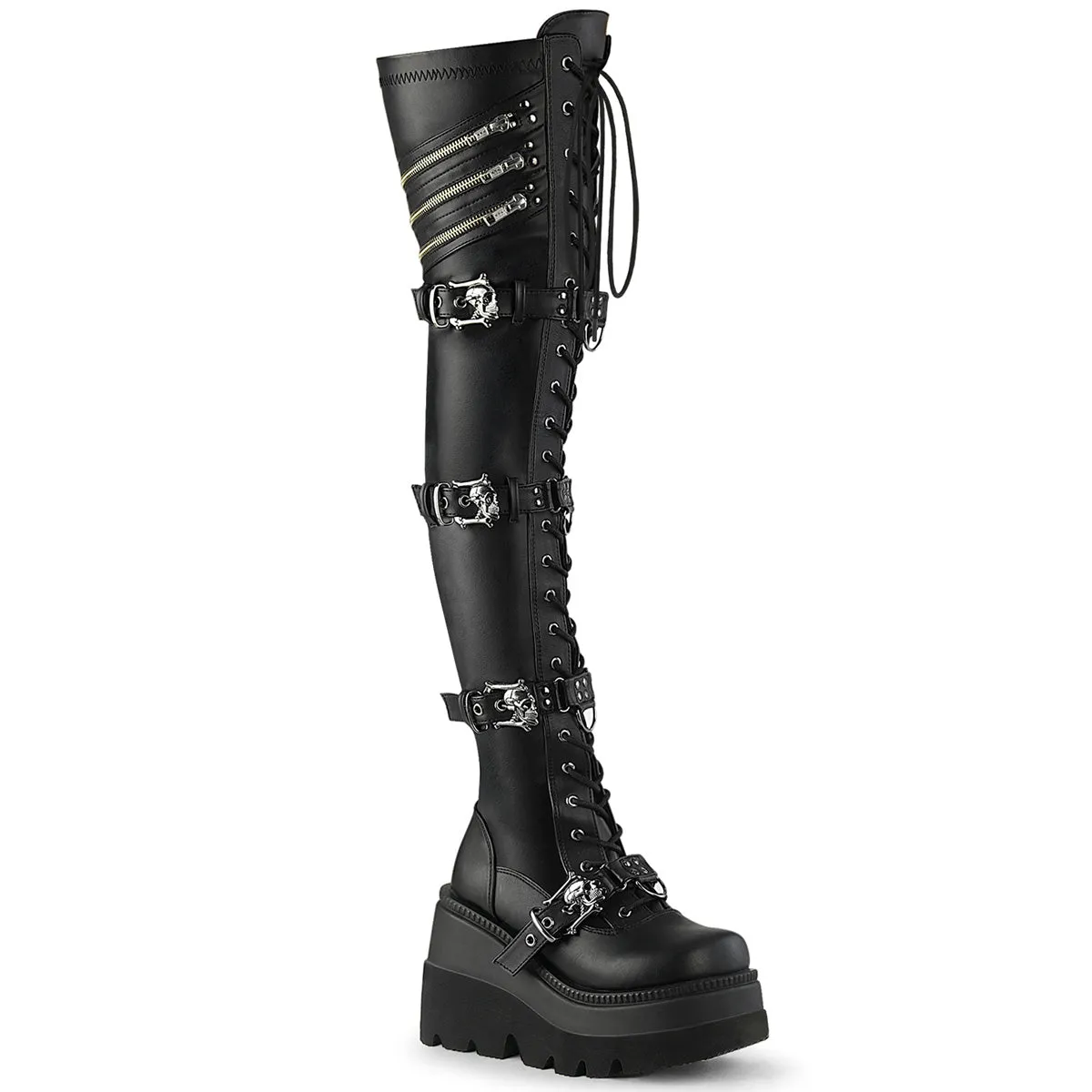 SHAKER-420 Demoniacult Alternative Footwear Women's Over-the-Knee Boots