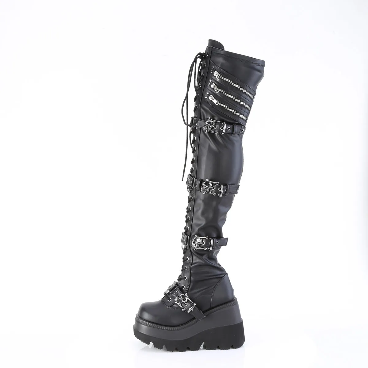 SHAKER-420 Demoniacult Alternative Footwear Women's Over-the-Knee Boots